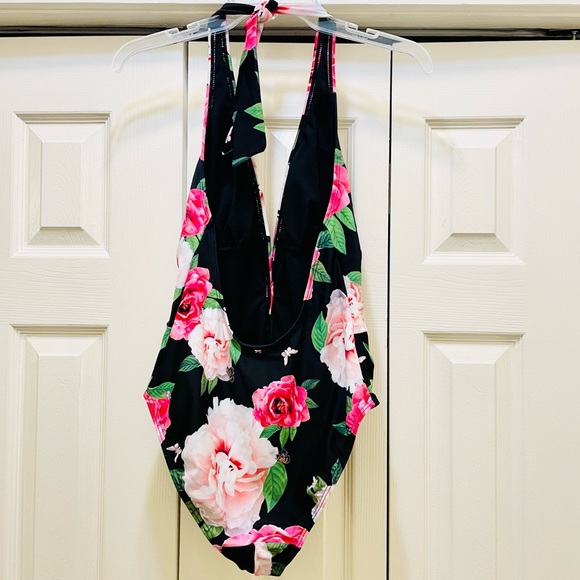 NWOT Ted Baker London Open Back Floral Halter One-Piece Swimsuit - Picture 5 of 8